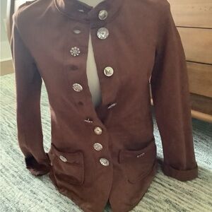 Neon Buddha Chocolate Brown Blazer with Decorative Buttons
